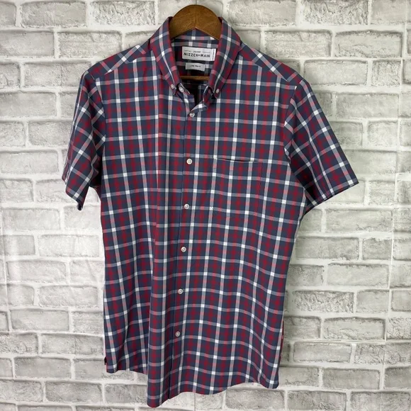 Mizzen+Main Performance Stretch Patriotic Plaid Casual Button Shirt LARGE TRIM - Picture 2 of 8